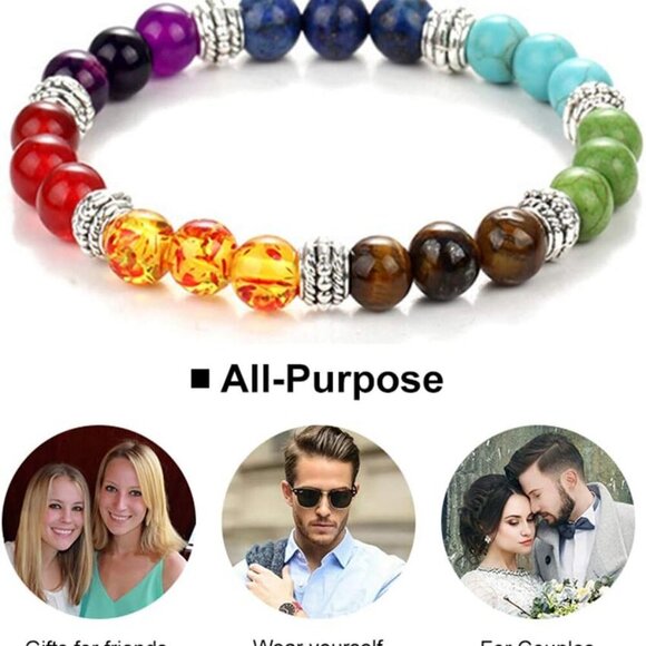 Black Lava Stone 7 Chakra Bracelets 8mm Beads Meditation Yoga Diffuser Gift - Picture 5 of 9